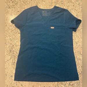 Figs Catarina One Pocket Scrub Top Only Blue Size XS EUC
